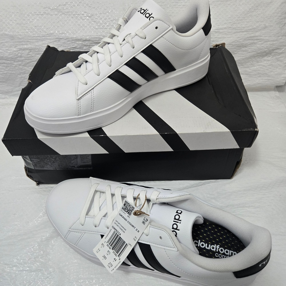 Adidas Grand Court 2.0 Womens Shoes Size 11 White Black Sneakers GW9214 NIB